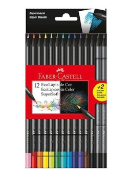 Imagem de Lápis de Cor 12 Cores + 2 Lápis Grafite Supersoft - Faber Castell