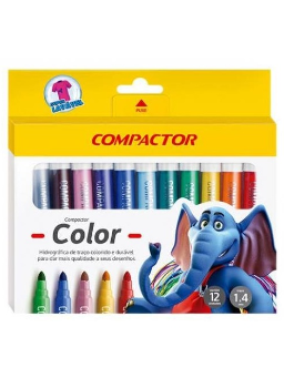 Imagem de Caneta Hidrográfica 12 cores - Compactor Color