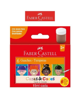 Imagem de Tinta Guache 15ml Caras E Cores com 6  Faber Castell