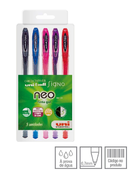 Imagem de Caneta Signo Gel Neo Kit com 5 Cores 0,7mm Uni-ball