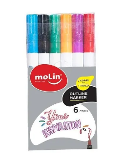 Imagem de Marcador Metálico Outline Marker Molin Estojo c/ 6 cores