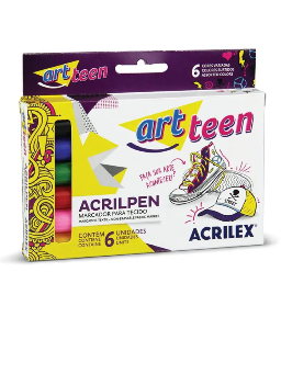 Imagem de Marcador Para Tecido Acrilpen Art Teen c/6 cores Acrilex