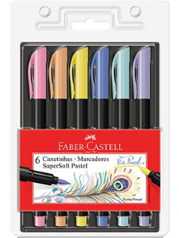 Imagem de Caneta Brush Pastel SuperSoft 6 cores Faber Castell