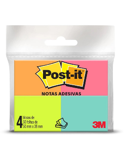 Imagem de Bloco Adesivo 38mm x 50mm Neon Post It - 3M