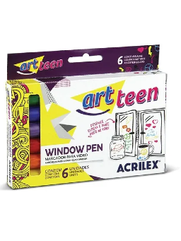 Imagem de Marcador Para Vidro Window Pen Art Teen c/6 cores Acrilex