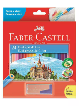 Imagem de Lápis de Cor 24 Cores Ecolápis + Apontador - Faber-Castell