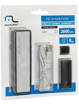 Imagem de kit Smartphone 8GB - Micro sd/Pendrive/PawerBank 2600mAh Multilaser